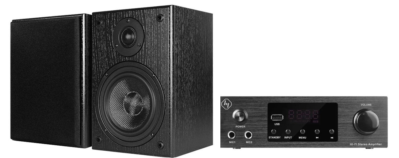 Receiver Hs Micro + Parlantes Bookshelf